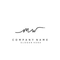 Initial MW handwriting of signature logo vector