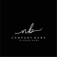 Initial NB handwriting of signature logo vector