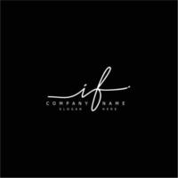 Initial IF handwriting of signature logo vector