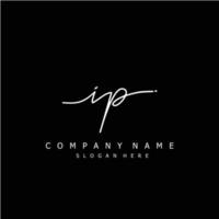 Initial IP handwriting of signature logo vector