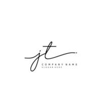 Initial JT handwriting of signature logo vector