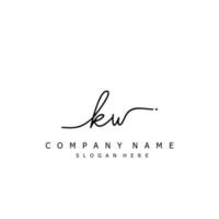 Initial KW handwriting of signature logo vector