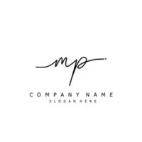 Initial MP handwriting of signature logo vector
