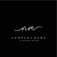 Initial NM handwriting of signature logo vector