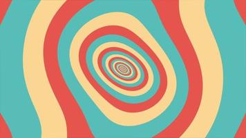 Colorful retro 1970s warped circles pattern background with gently moving circles in warm vintage color tones. This simple motion background animation is full HD and a seamless loop. video