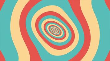 Colorful retro 1970s warped circles pattern background with gently moving circles in warm vintage color tones. This simple motion background animation is full HD and a seamless loop. video