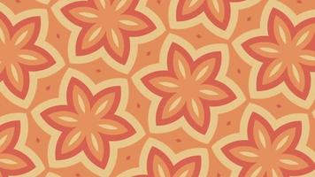 Ornate retro kaleidoscopic floral pattern design motion background animation with gently radiating orange and yellow flower petals. Full HD and looping. video