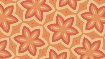 overladen retro caleidoscopisch bloemen patroon ontwerp beweging achtergrond animatie met voorzichtig uitstralend oranje en geel bloem bloemblaadjes. vol hd en een lus maken. video