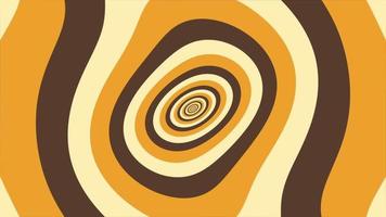 Colorful trendy retro 1970s warped circles pattern background with gently moving trippy circles in warm vintage color tones. This simple motion background animation is full HD and a seamless loop. video
