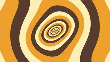 Colorful trendy retro 1970s warped circles pattern background with gently moving trippy circles in warm vintage color tones. This simple motion background animation is full HD and a seamless loop. video