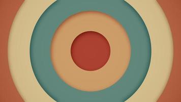 modisch retro Papierschnitt Hintergrund mit sanft ziehen um konzentrisch Kreise im warm Jahrgang Farbe Töne von blaugrün, Orange und Gelb. voll hd und Schleifen Bewegung Hintergrund Animation. video