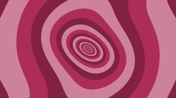Colorful retro 1970s warped circles pattern background with gently moving trippy circles in shades of magenta color tones. This simple motion background animation is full HD and a seamless loop. video