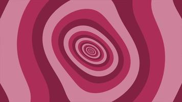 Colorful retro 1970s warped circles pattern background with gently moving trippy circles in shades of magenta color tones. This simple motion background animation is full HD and a seamless loop. video