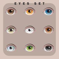 Eyes set collection, different color eyes, vector group of eyes