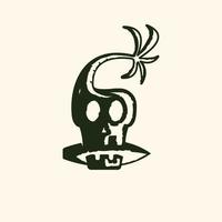 Skull surfing island logo illustration design for your business vector