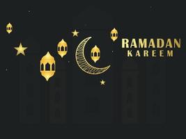 Ramadan kareem greeting design vector with Islamic lantern and arabic calligraphy for muslim community vector illustration.