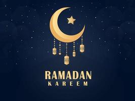 Ramadan kareem greeting design vector with Islamic lantern and arabic calligraphy for muslim community vector illustration.