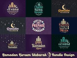 Ramadan 9 bundle. Ramadan quotes, Beautiful illustration Islamic design bundles. vector