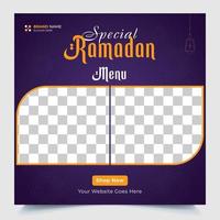 Food online promotion special Ramadan on mobile for social media post banner vector