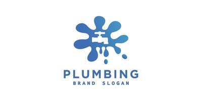 Plumbing logo with modern style premium vector