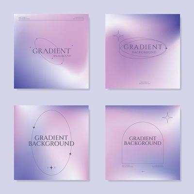 Set of minimalistic soft gradient background templates. elegant soft blur texture in pink and dark purple colors. design for covers, posters, flyers, presentations, cards, banners, advertisement.