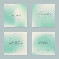 Set of minimalistic soft gradient background templates. elegant soft blur texture in green colors. Vector design for covers, posters, flyers, presentations, cards, banners, advertisement.