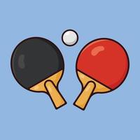 tennis table rackets and ball collection cartoon vector icon. Table tennis sport equipment icon concept isolated vector illustration