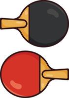 Set of red and black tennis table racket and ball cartoon vector icon. Table tennis sport equipment icon concept isolated vector illustration