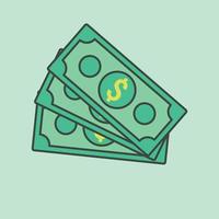 Money dollar bills cash cartoon icon vector illustration. Business and finance Object Concept Isolated Vector.