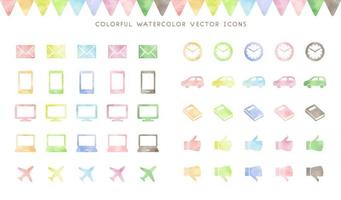 colorful watercolor vector icon set