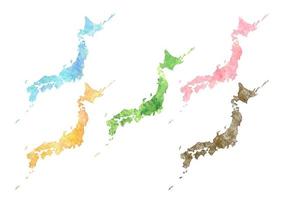 Watercolor hand drawn map of Japan vector