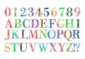 watercolor vector colorful numbers and alphabets