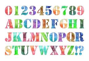 watercolor vector colorful numbers and alphabets