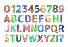 watercolor vector colorful numbers and alphabets