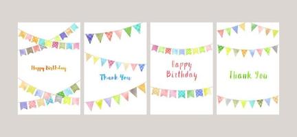 Watercolor garland postcard set vector