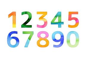 números de colores de vector de acuarela