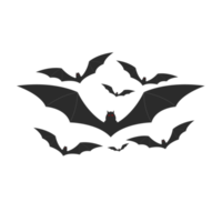 Bats icon. Bat black silhouette. Symbol Halloween holiday. png