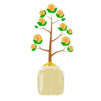 saving coins in glass with money trees. png