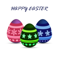 Happy easter. Set of realistic Easter eggs with different texture and ornament png