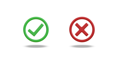 Check mark and cross mark symbols icon. Buttons with checkmark and cross. right checkmark symbol accepted and rejected. png