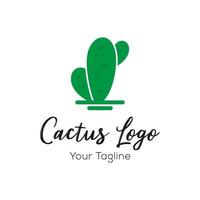 Cactus logo design badge vector Illustration