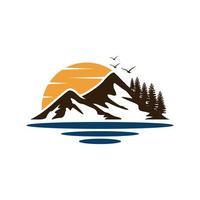 Mountain Lake Logo Nature Landscape Stock Vector