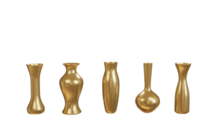 set ceramic gold vase. Different forms of vases for interior design. png