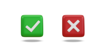 Check mark and cross mark symbols icon. Buttons with checkmark and cross. right checkmark symbol accepted and rejected. png