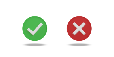 Check mark and cross mark symbols icon. Buttons with checkmark and cross. right checkmark symbol accepted and rejected. png