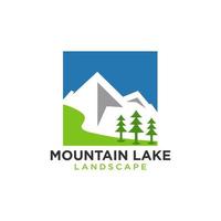 Mountain Lake Logo Nature Landscape Stock Vector