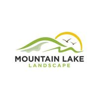 Mountain Lake Logo Nature Landscape Stock Vector