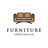 Interior minimalist room, gallery furniture logo design vector template