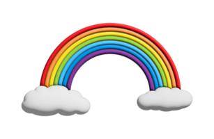 Vibrant 3D Rainbow with Clouds Design Perfect for Adding Colorful Flair to Your Projects png