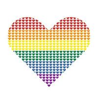 Pride flag Heart shape icon with heart pattern inside. Flat vector illustration